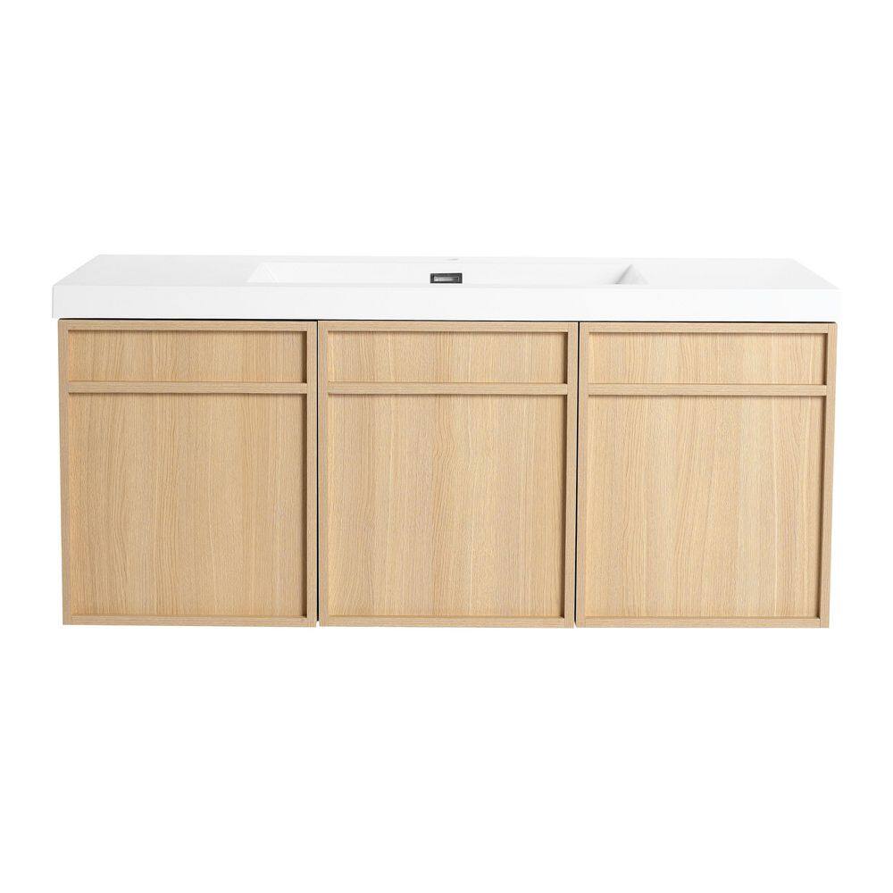 48 in. Wall-Mounted Oak Bath Vanity with White Cultured Marble Top Unassembled price history on PriceWatchPro