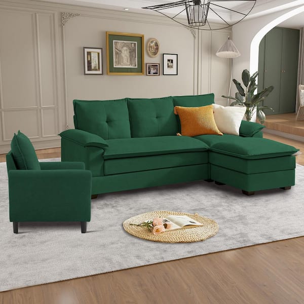 STICKON 82.28 in. Top Pillow Arm Fabric L Shape Sectional