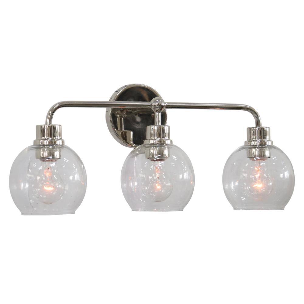 Olton 23 in. 3Light Polished Nickel Bath/ Vanity Light with Clear
