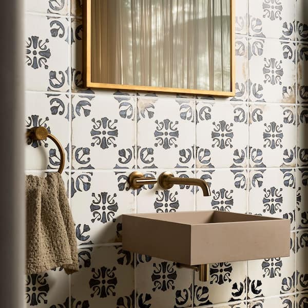 Sienna Terracotta Bell Blue 8.85 in. x 8.85 in. Matte Porcelain Floor and Wall Tile (8.69 sq. ft./ Case)