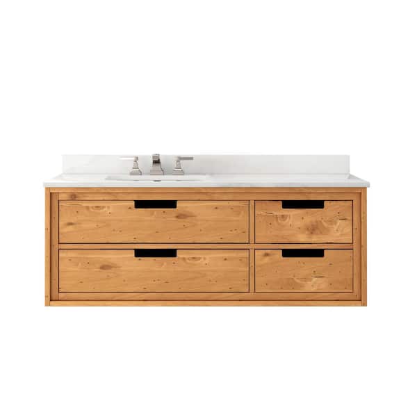Vinespring 48 in. Single Sink Wood Tone Bath Vanity with White Marble Top (Assembled)