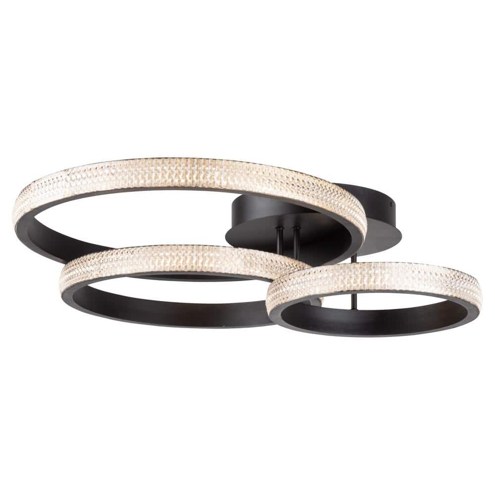 Nova Matte Black Three-Ring LED Flush Mount Ceiling Light