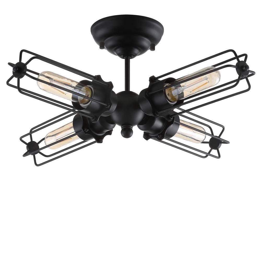Chase 20" Black Metal LED Flush Mount Drum Light
