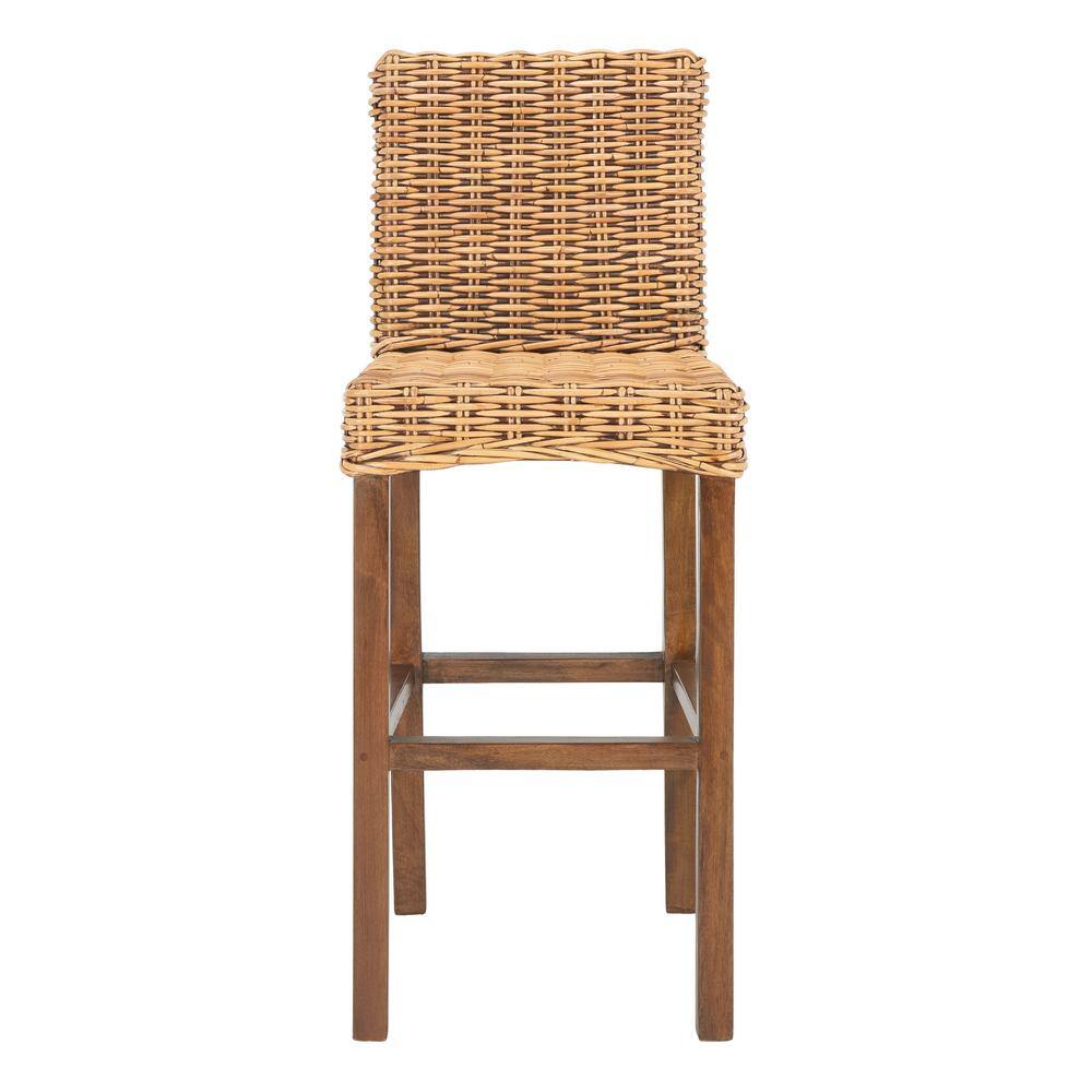 Tobie Honey Brown Wash Rattan Bar Stool with Footrest