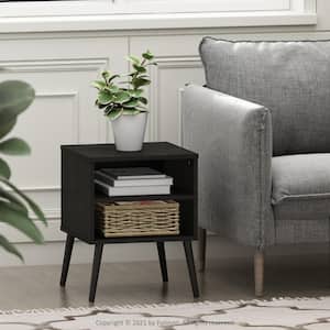 Claude 15.55 in. Espresso Mid-Century Style End Table with Shelves