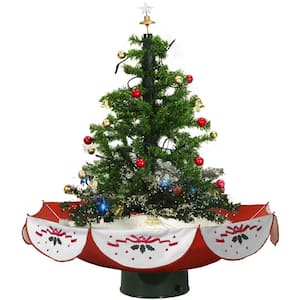 2 ft. Green Prelit Artificial Christmas Tree with Music and Red Umbrella Base