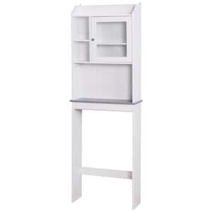 23.23 in. W x 68.11 in. H x 7.48 in. D White MDF Over-the-Toilet Storage in White, Space Saver