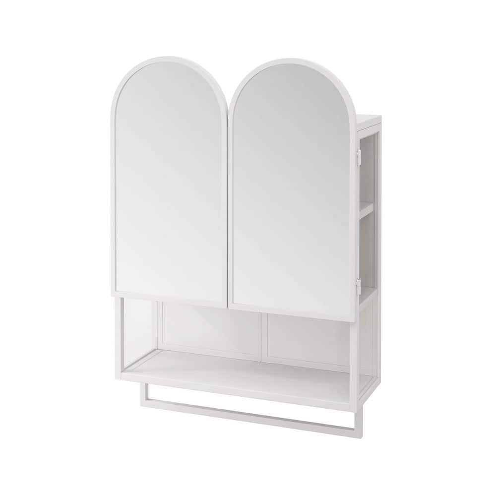 24 in. W x 33 in. H Arched Metal Medicine Cabinet with Mirror, 2 Doors and Adjustable Shelves in White price history on PriceWatchPro