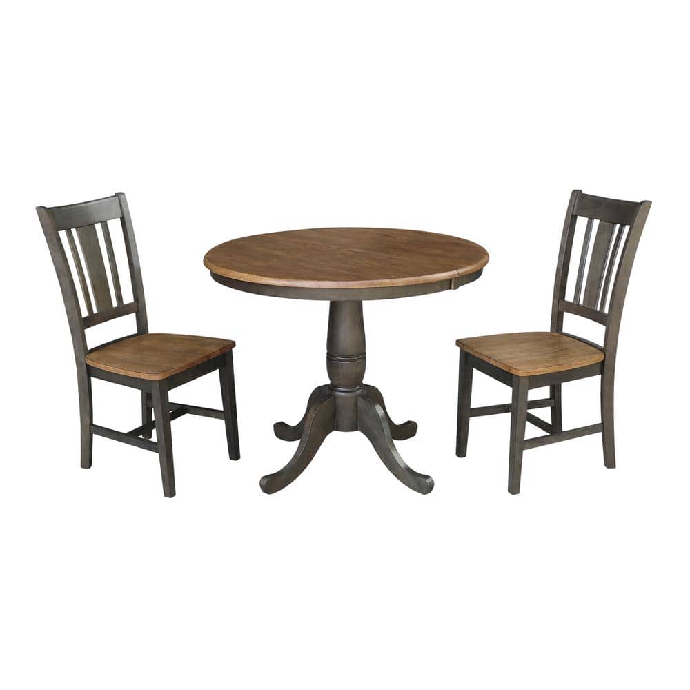 Laurel 3-Piece 36 in. Hickory/Coal Extendable Solid Wood Dining Set with San Remo Chairs price history on PriceWatchPro