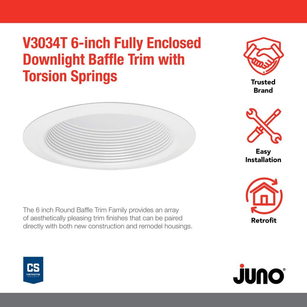 6-Inch White Aluminum LED Recessed Light Trim