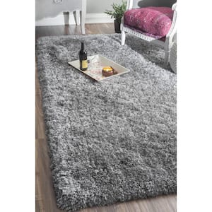 Kristan Solid Shag Gray 8 ft. x 10 ft. Area Rug