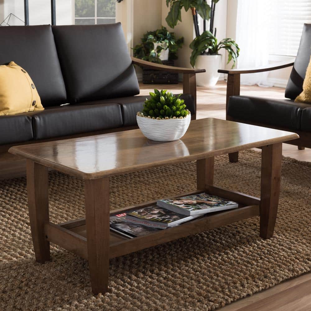 Walnut Brown Mid-Century Modern Rectangular Coffee Table