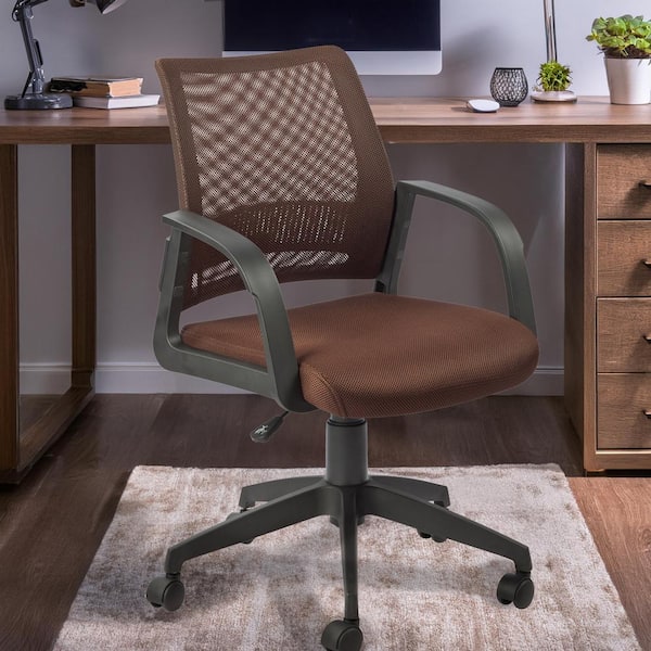 Leick Home Office Mesh Back Adjustable Height Swivel Ergonomic Desk Chair Dark Brown with Armrests