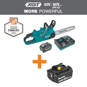 XGT 18 in. 40V max Brushless Electric Cordless Chainsaw Kit (5.0Ah) with 40V Max XGT 4.0Ah Battery
