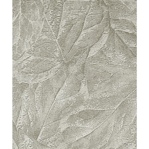 Aspen Sterling Leaf Textured Non-pasted Vinyl Wallpaper