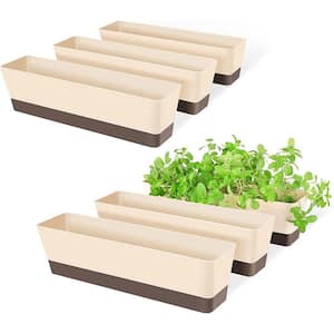 Indoor Windowsill Planter Boxes, 6-Pack 16 in. x 3.8 in. Rectangle Succulent Cactus Window Box w/Tray Modern Plastic box