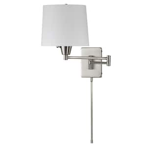 1-Light Satin Chrome Wall (Task) with Fabric Shade