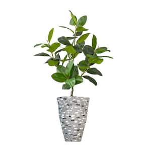 Real touch 67 in. fake Rubber tree in a fiberstone planter