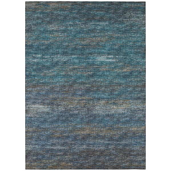 Marston Blue 5 ft. x 7 ft. 6 in. Geometric Indoor/Outdoor Area Rug