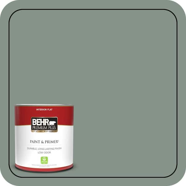 BEHR PREMIUM PLUS 1 qt. #460F-4 Wethersfield Moss Flat Low Odor Interior Paint & Primer