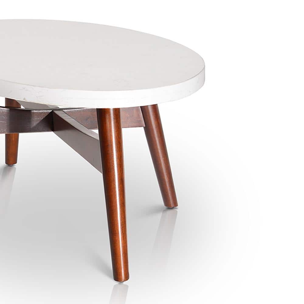 Serena 48" Brown and White Oval Wood Cocktail Table