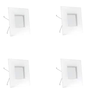 6 in. Integrated LED Retrofit White Baffle Square Recessed Light Trim Dimmable Downlight, Warm White 3000K, 4-Pack
