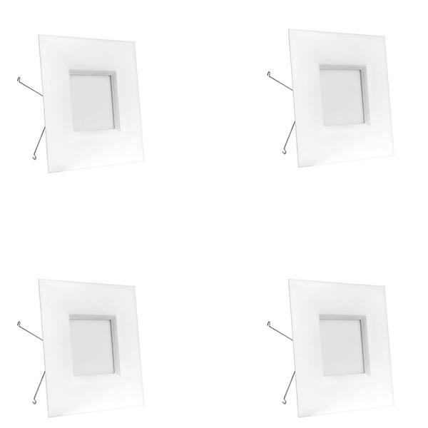Feit Electric 6 in. Integrated LED Retrofit White Baffle Square Recessed Light Trim Dimmable Downlight, Warm White 3000K, 4-Pack