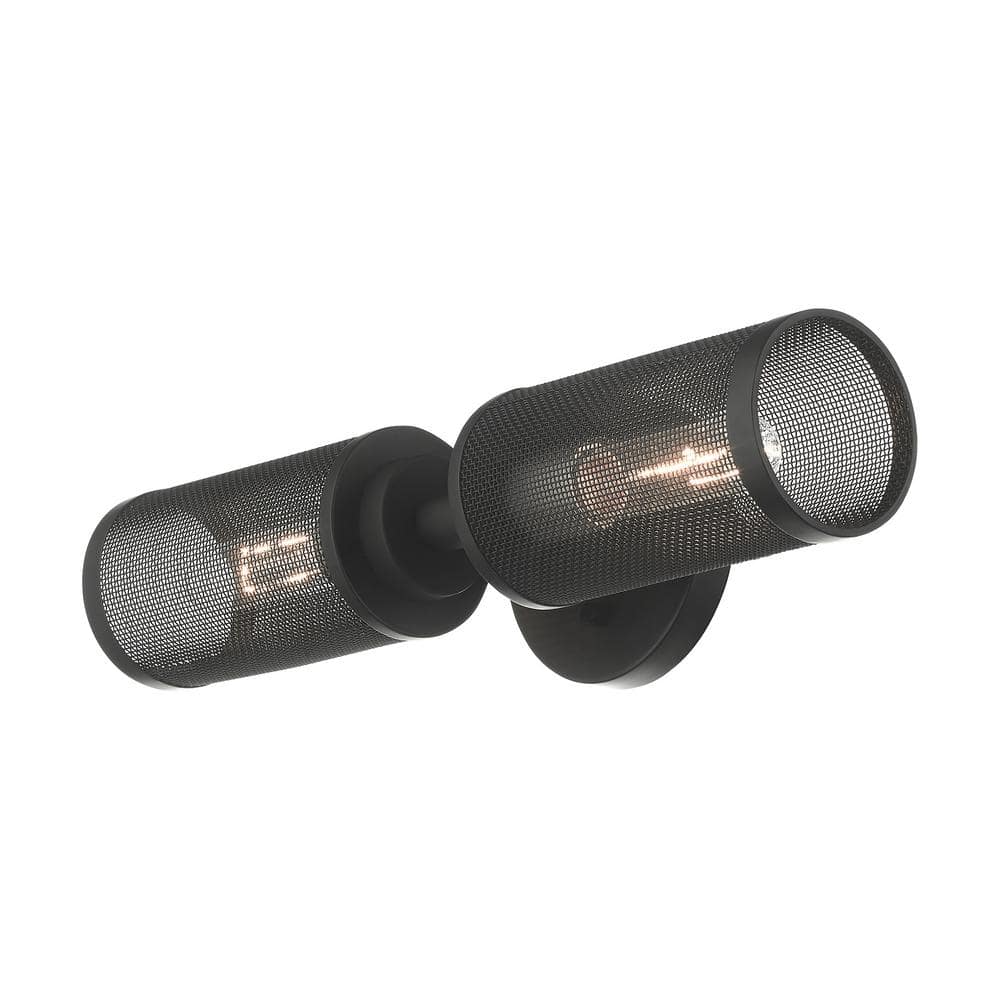 Industro Dual-Light Dimmable Sconce in Black & Brushed Nickel