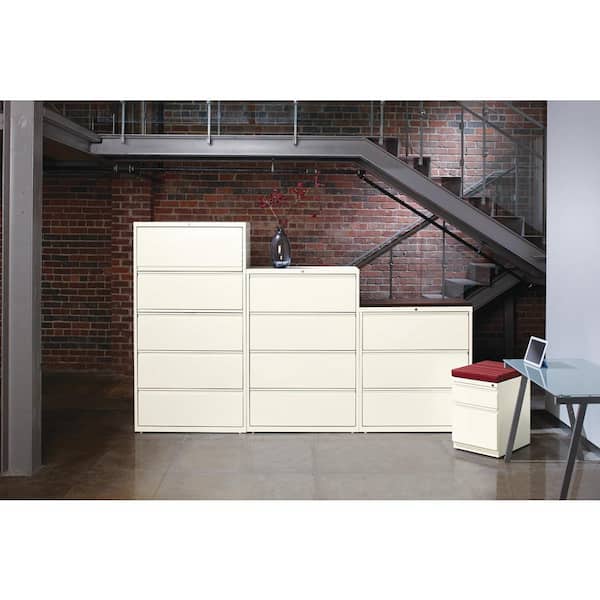 42 in. W 5-Drawer White Metal Lateral File Cabinet for Home and Office, Holds Letter, Legal and A4 Hanging Folders