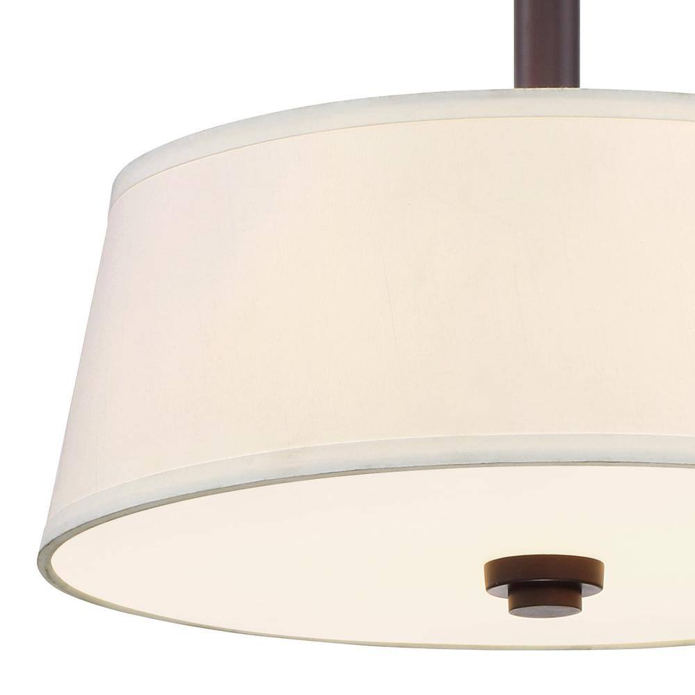 Satin Bronze 15" Semi-Flush Mount Light with Off-White Shade