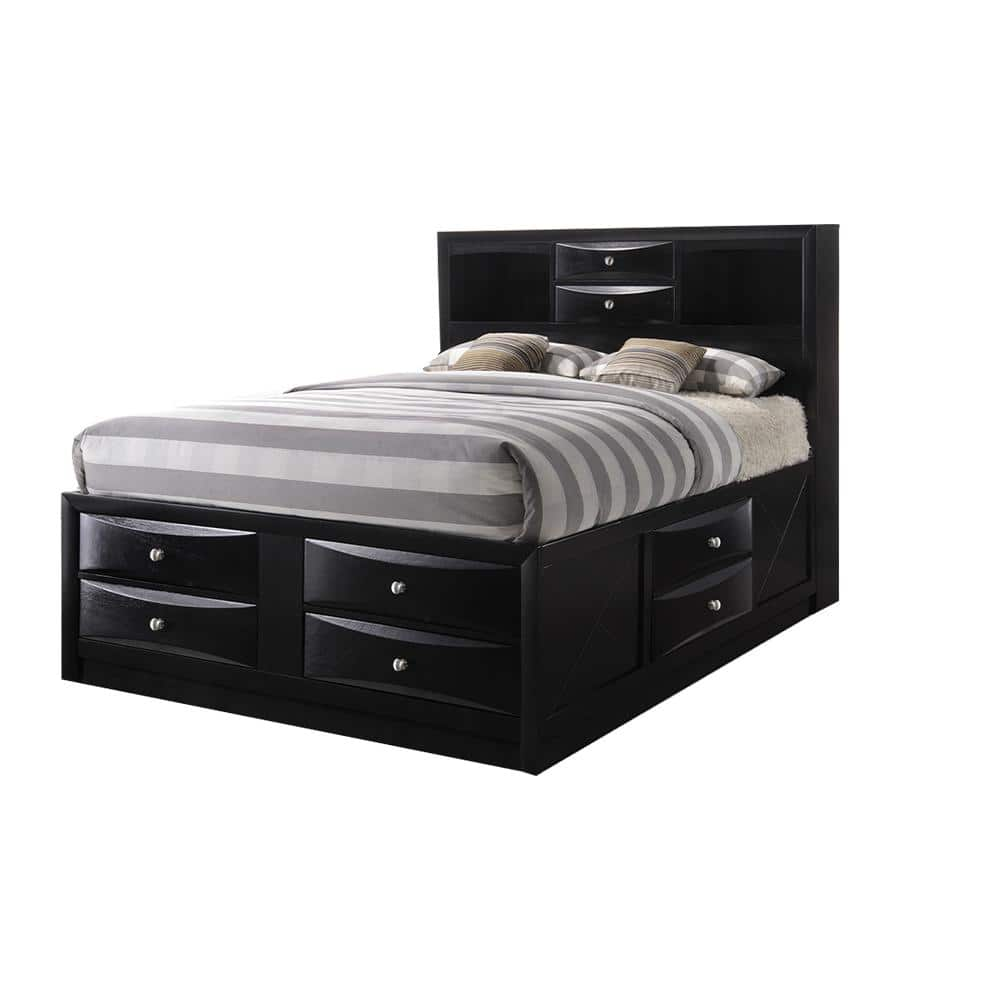 Acme Furniture Ireland Storage Black Wood Frame King Platform Bed ...