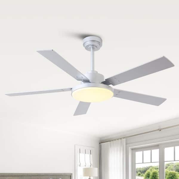 52 in. Indoor Color Changing Integrated LED Silver 6-Speed DC Ceiling Fan with Light and Remote Control