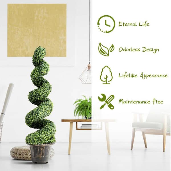 Artificial Boxwood Spiral Tree with Realistic Leaves Beautiful Faux Plant fo... 
