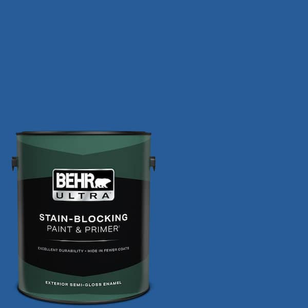 BEHR ULTRA 1 gal. #P510-7 Beacon Blue Semi-Gloss Enamel Exterior Paint & Primer