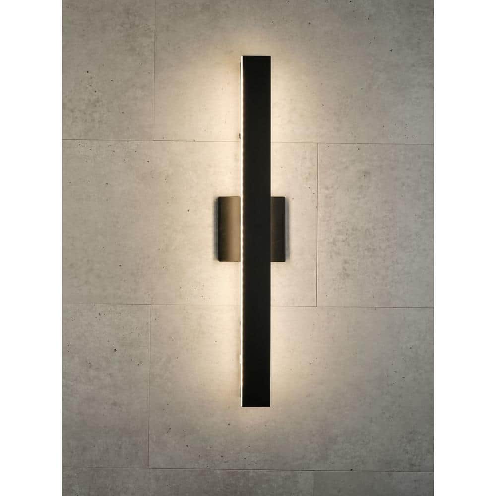 24" Matte Black LED Contemporary Outdoor Wall Light