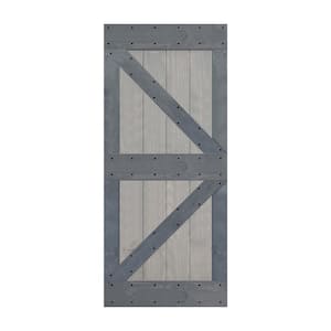 K Style 38 in. x 84 in. French Gray/Dark Gray Finished Solid Wood Sliding Barn Door Slab - Hardware Kit Not Included