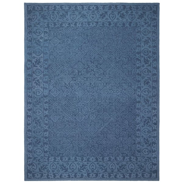 Dip Dye 11 ft. x 15 ft. Navy Blue Border Area Rug