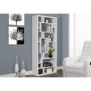 72 in. White Faux Wood 13-shelf Standard Bookcase with Open Back