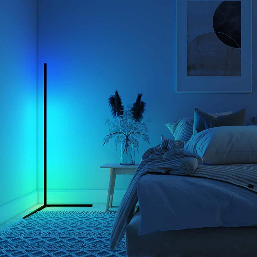 55.9'' Black Matte RGB LED Floor Lamp