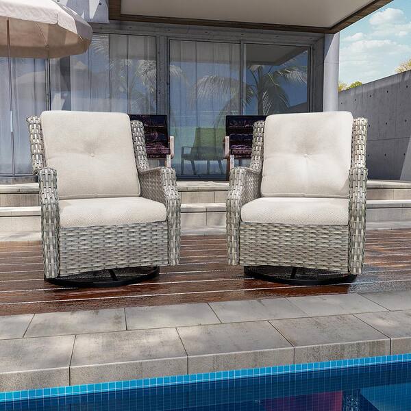 INMITOM Outdoor Patio Wicker Swivel Rocking Lounge Chair INMITOM Outdoor Patio Wicker Swivel Rocking Lounge Chair