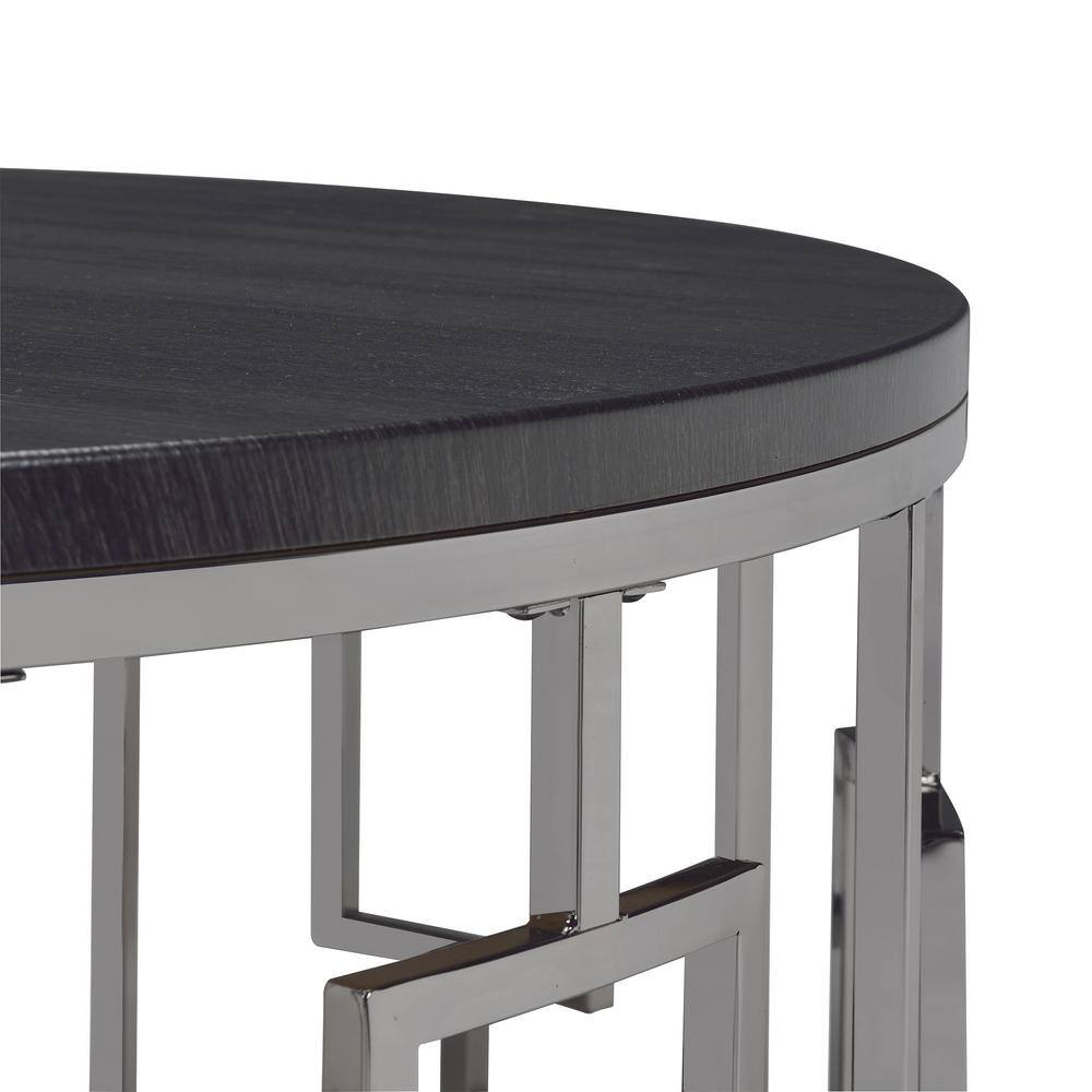 Kendall 36" Round Black Wood and Chrome Coffee Table