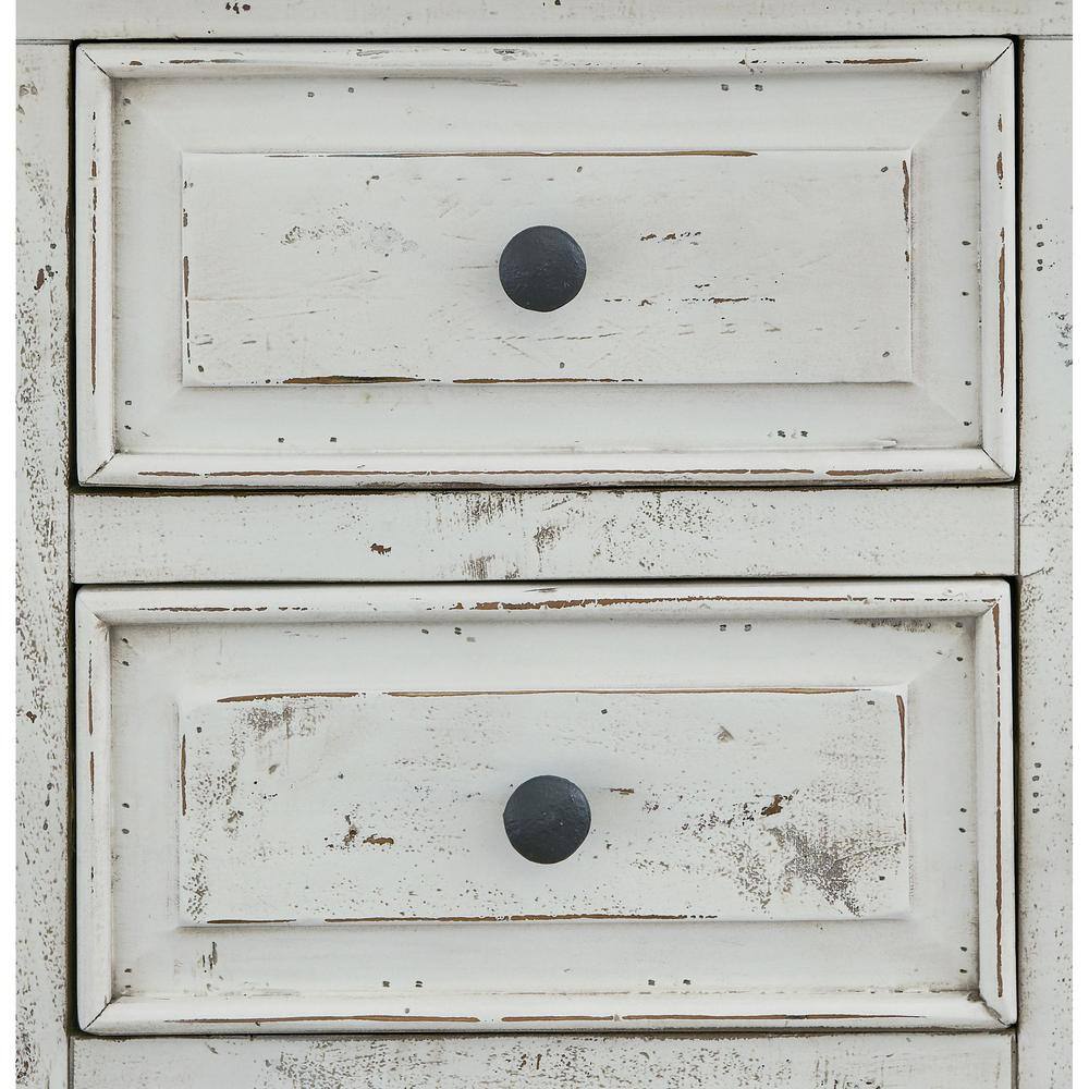 Ruma White 5-Drawer Rustic Pine Wood Chest