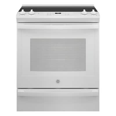 30 in. 5.3 cu. ft. Slide-In Electric Range in White with Convection, Air Fry Cooking