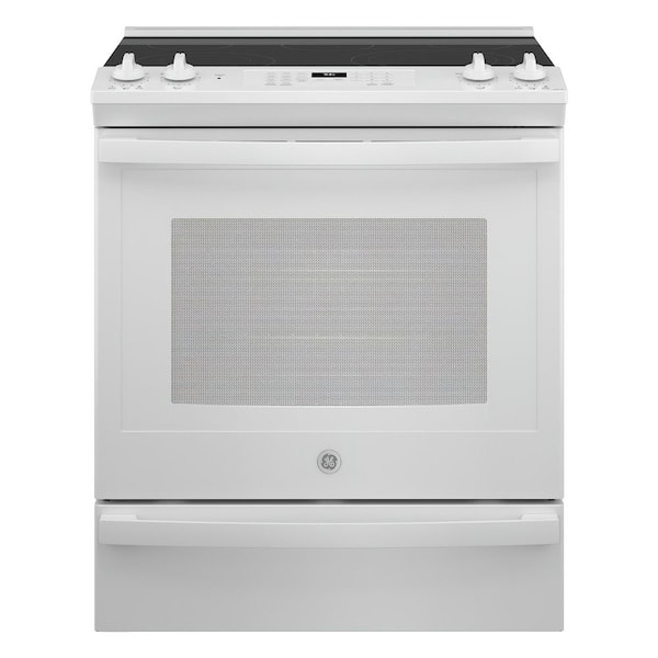GE 30 in. 5.3 cu. ft. Slide-In Electric Range in White with Convection, Air Fry Cooking