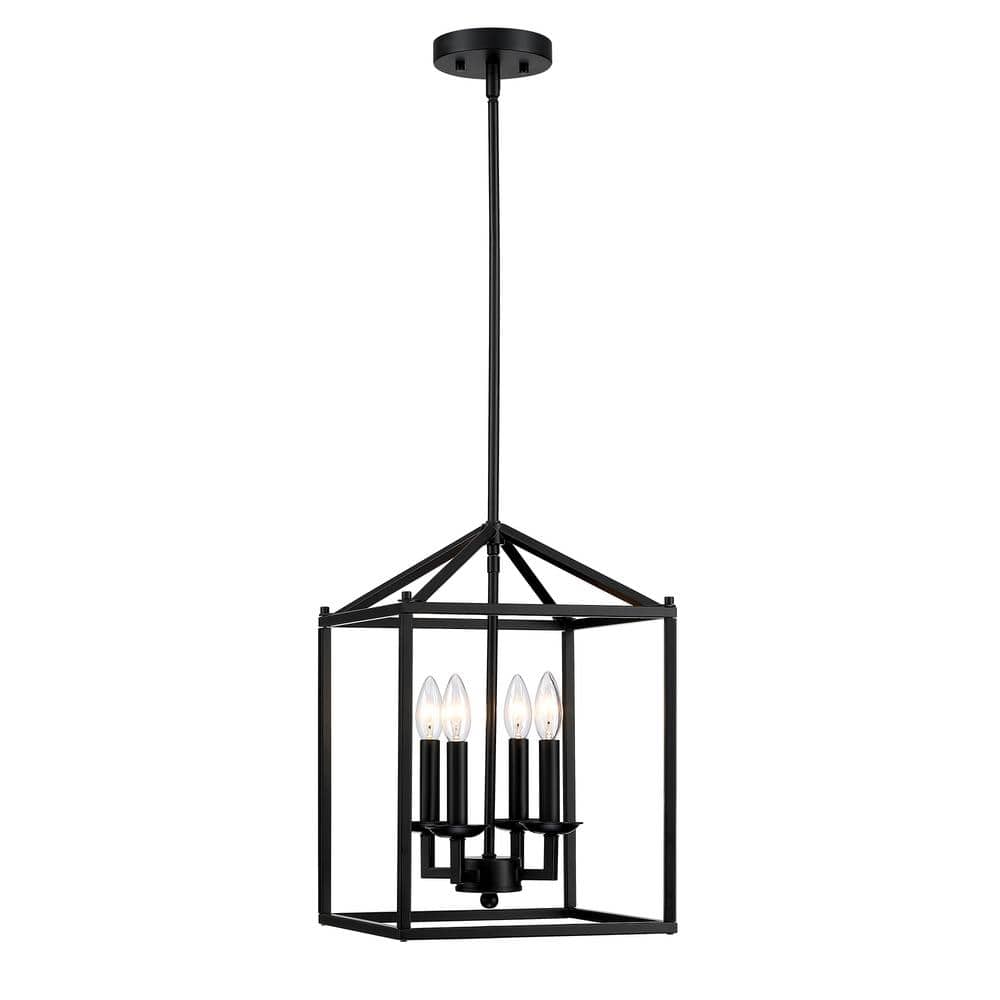 4-Light Matte Black Chandelier