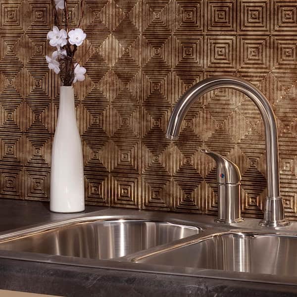 Miniquattro 18.25 in. x 24.25 in. Vinyl Backsplash Panel in Bermuda Bronze (5-Pack)