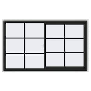 60 in. x 36 in. V-2500 Series Bronze Exterior/White Interior FiniShield Vinyl Right-Handed Sliding Window Colonial Grids