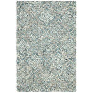 Abstract Blue/Gray Doormat 2 ft. x 4 ft. Diamond Floral Area Rug