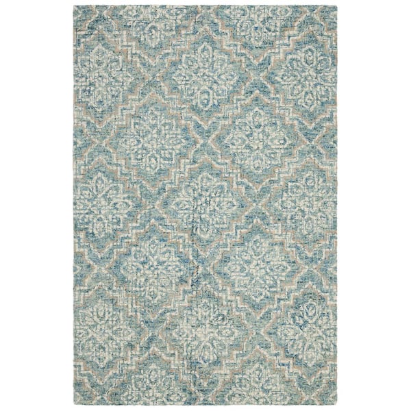 SAFAVIEH Abstract Blue/Grey Doormat 3 ft. x 5 ft. Geometric Area Rug