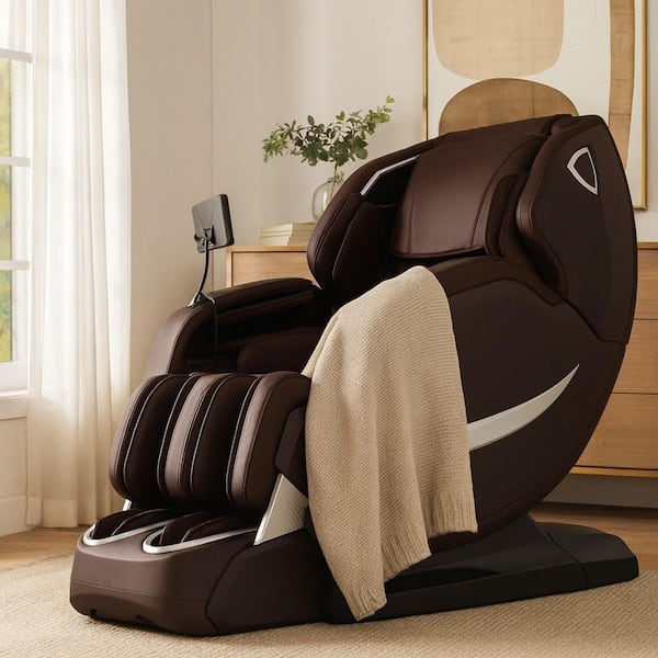 TITAN Advent Series Brown Faux Leather Reclining 4D Massage Chair